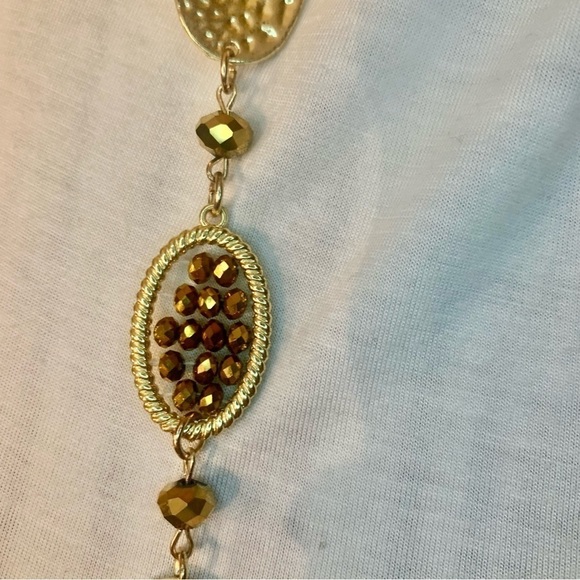 Boho Necklace Long Gold-Tone & Bronze Beaded Perfect Condition Gorgeous! - Picture 5 of 16